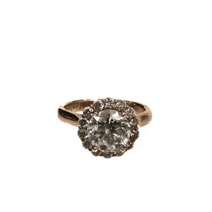 2.46 Carat Earth Mined Round Diamond SI2 VS2 14k Rose Gold Halo Engagement Ring